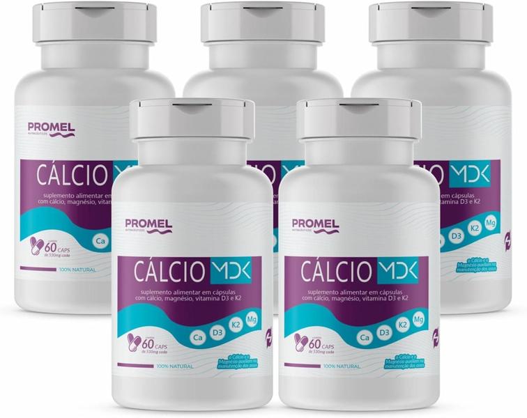 Imagem de 5x Cálcio MDk (Cálcio, Magnésio, Vitamina D e Vitamina K2) 60 Caps Promel