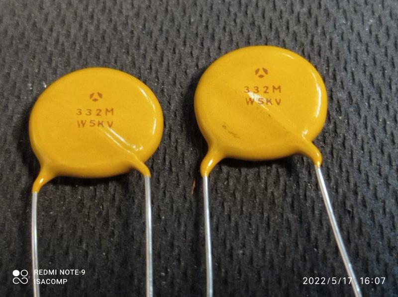 Imagem de 5x Capacitor Ceramico 3,3nf/5kv = 3k3/5kv Epox Thomson