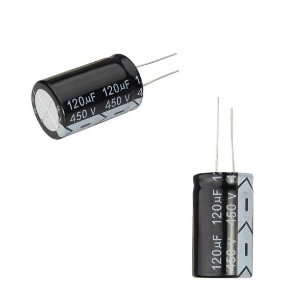 Imagem de 5x Capacitor Eletrolítico 120uf x 450v 105º Kit c/5 Peças