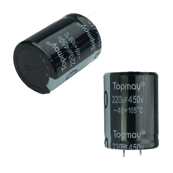 Imagem de 5x Capacitor Eletrolítico 220uf x 450v 105º Kit c/ 5 Peças