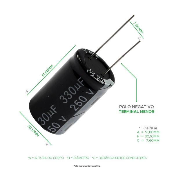 Imagem de 5x Capacitor Eletrolítico 330uf x 250v - 105 Graus