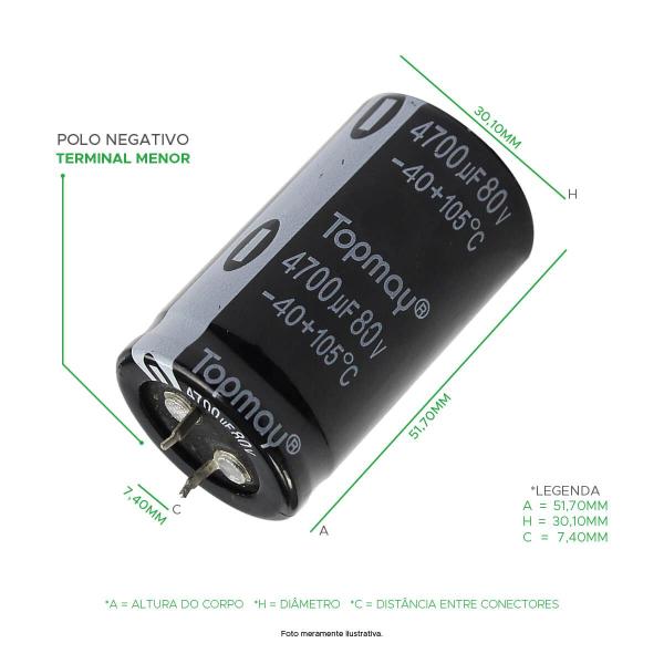 Imagem de 5x Capacitor Eletrolítico 4700uf X 80v - 105 Graus