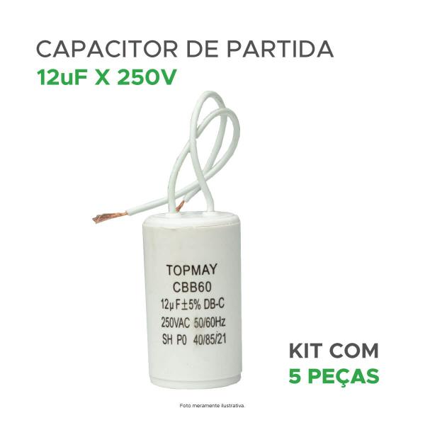 Imagem de 5X Capacitor Partida 12uf - 250v P/ Motor Portão Eletrônico