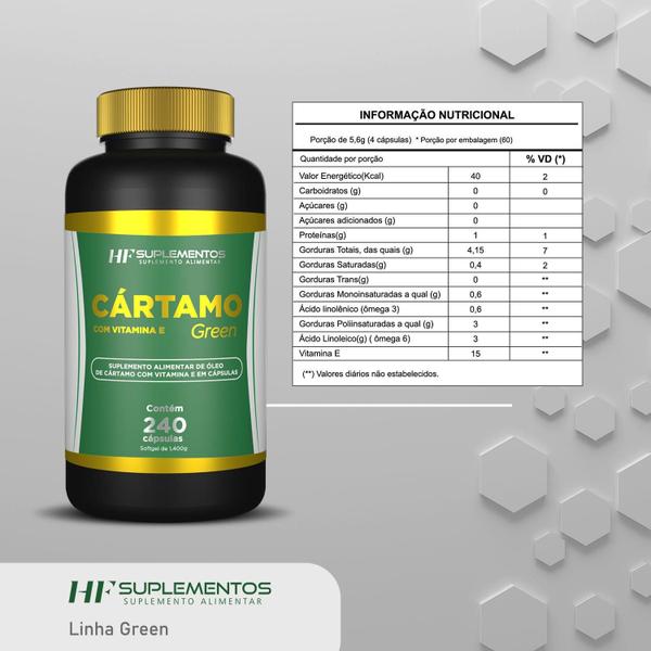 5X Cartamo Com Vitamina E 240 Capsulas Hf Suplementos - HF Suplements Imagem de 5X Cartamo Com Vitamina E 240 Capsulas Hf Suplementos