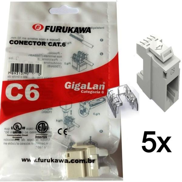 Imagem de 5x Conector Keystone Cat6 Fêmea Furukawa Gigalan Rj45 Tomada