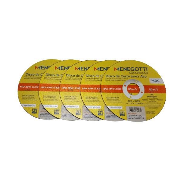 Imagem de 5x de Discos De Corte Fino Menegotti Inox 4.5"x1.2mm 115mm