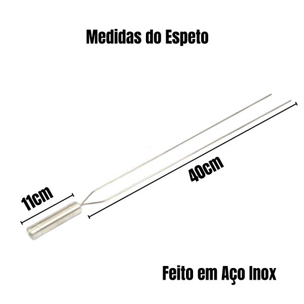 Imagem de 5x Espeto Duplo Inox 40cm Cabo Revestido Alumínio Churrasco