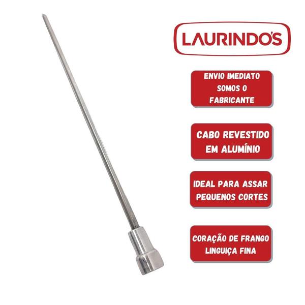 Imagem de 5x Espeto Mini Inox Lâmina 40cm Churrasco Coração Laurindos