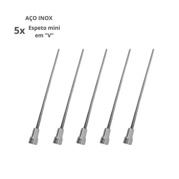 Imagem de 5x Espeto Mini Inox Lâmina 50cm Churrasco Coração