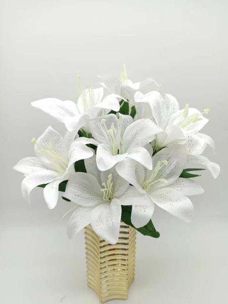Imagem de 5x Lírio Artificial Galho Buque Com 25 Flor Diversas Cores