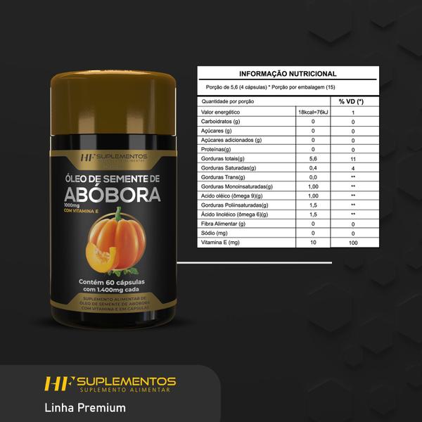 Imagem de 5x oleo de semente de abobora 1400mg 60caps hf suplementos