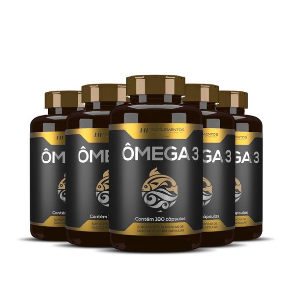 Imagem de 5x omega 3 oleo de peixe premium 180caps hf suplementos