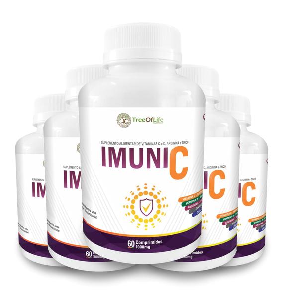 Imagem de 5X Super Imuni 5+ Arginina Vitamina C D Zinco Cálcio 60 Cp