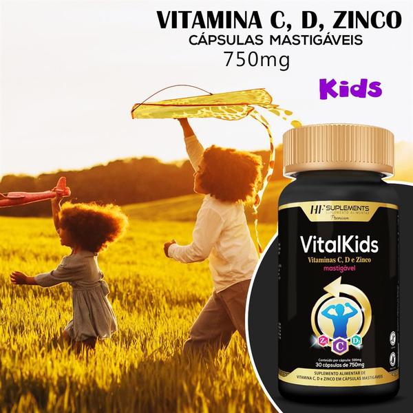 Imagem de 5x vitalkids vitamina c d zinco infantil 30caps mastigavel