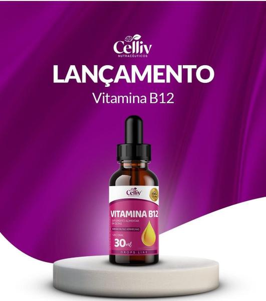 Imagem de 5x Vitamina B12 em Gotas Sabor Frutas Vermelhas 30ml Celliv