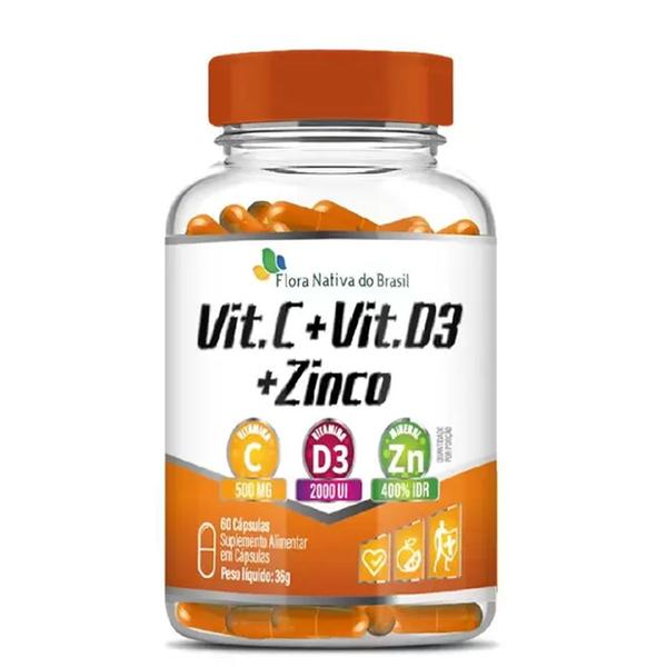 5x Vitamina C + Vitamina D3 + Zinco 60 Caps Flora Nativa - Flora Nativa do Brasil Imagem de 5x Vitamina C + Vitamina D3 + Zinco 60 Caps Flora Nativa
