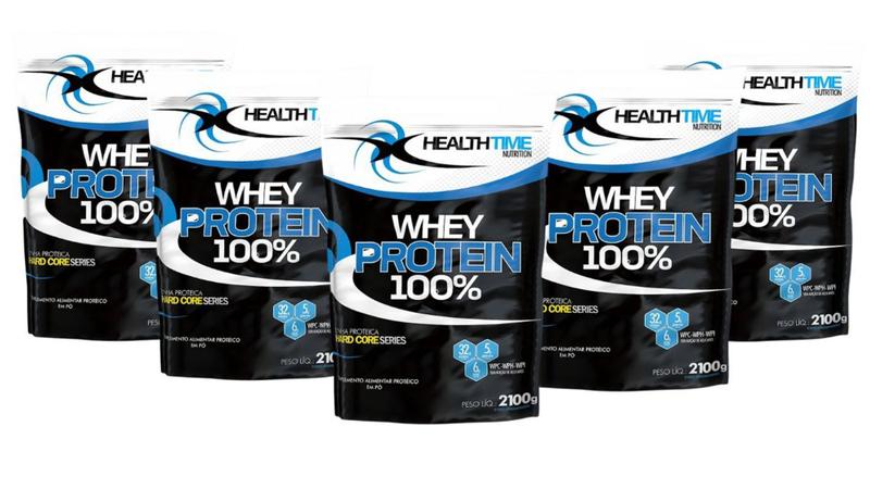 5x Whey 100% Health Time 10,5kg - Isolado, Hidrolisado E Con Imagem de 5x Whey 100% Health Time 10,5kg - Isolado, Hidrolisado E Con