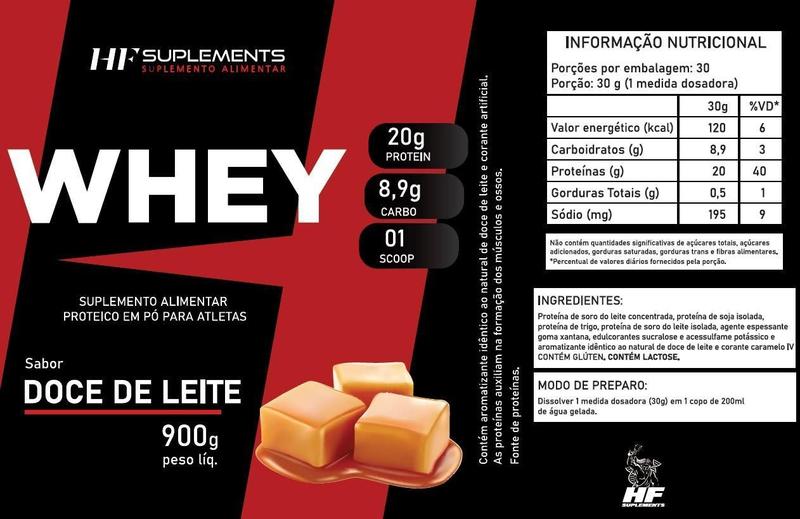 5X Whey Protein De Doce De Leite 900G Hf Suplements Imagem de 5X Whey Protein De Doce De Leite 900G Hf Suplements