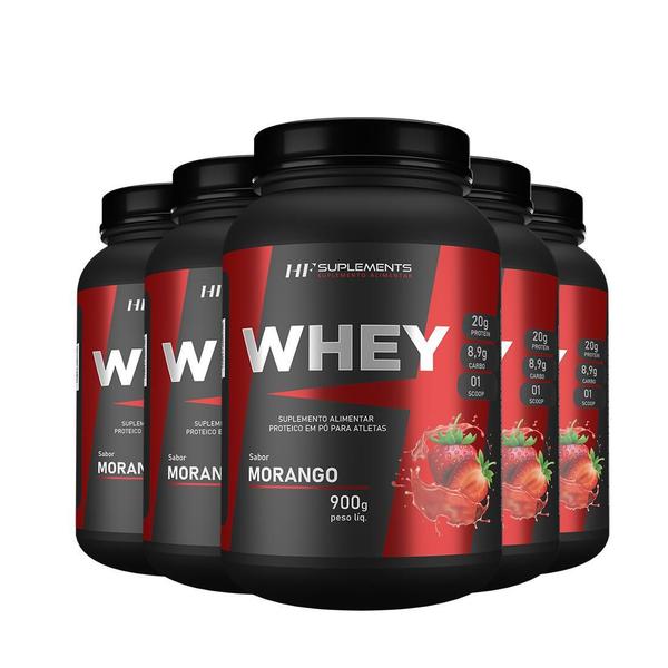 Imagem de 5X Whey Protein De Morango 900G Hf Suplements