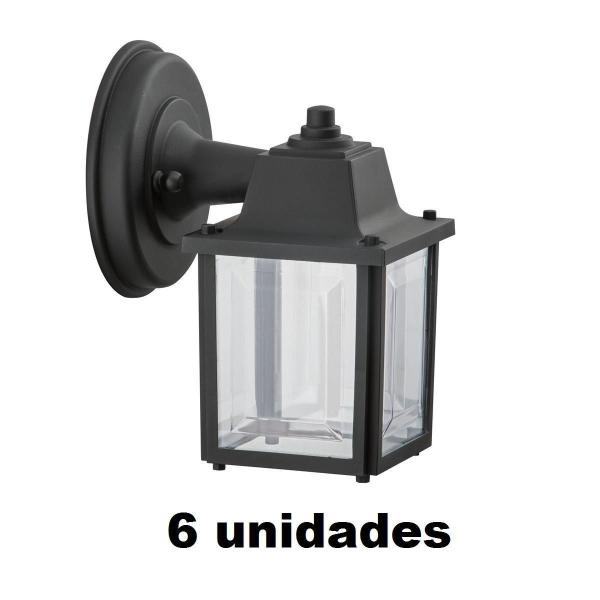 Imagem de 6 Arandela Industrial Externo Vintage Preto Alz17