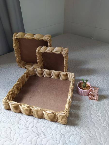 6 Bandeja cesta cesto de pães café da manhã artesanato mineiro quadrada kit para mesa cozinha - NA - Decoração Rústica Imagem de 6 Bandeja cesta cesto de pães café da manhã artesanato mineiro quadrada kit para mesa cozinha