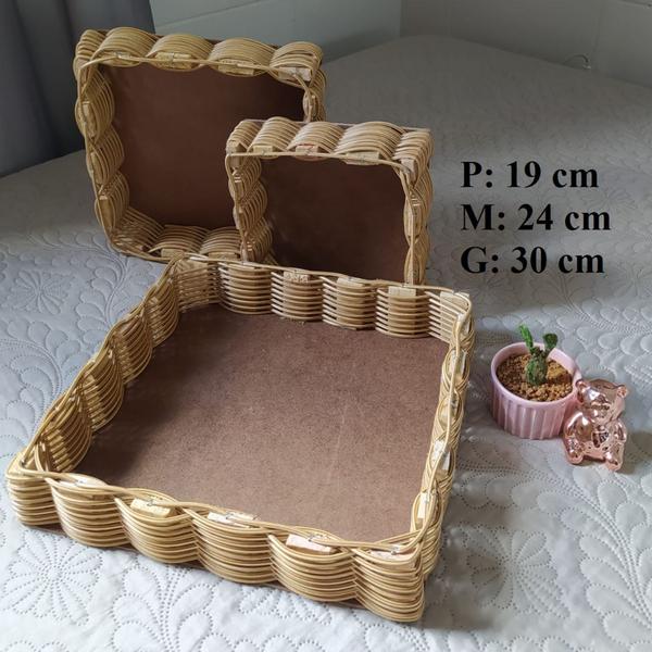 6 Bandeja cesta cesto de pães café da manhã artesanato mineiro quadrada kit para mesa cozinha - NA - Decoração Rústica Imagem de 6 Bandeja cesta cesto de pães café da manhã artesanato mineiro quadrada kit para mesa cozinha