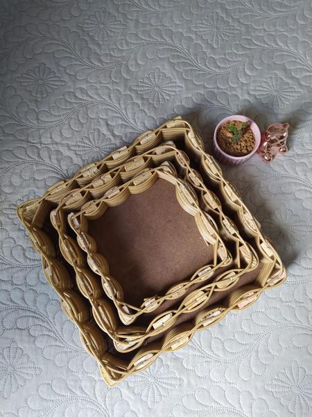 6 Bandeja cesta cesto de pães café da manhã artesanato mineiro quadrada kit para mesa cozinha - NA - Decoração Rústica Imagem de 6 Bandeja cesta cesto de pães café da manhã artesanato mineiro quadrada kit para mesa cozinha