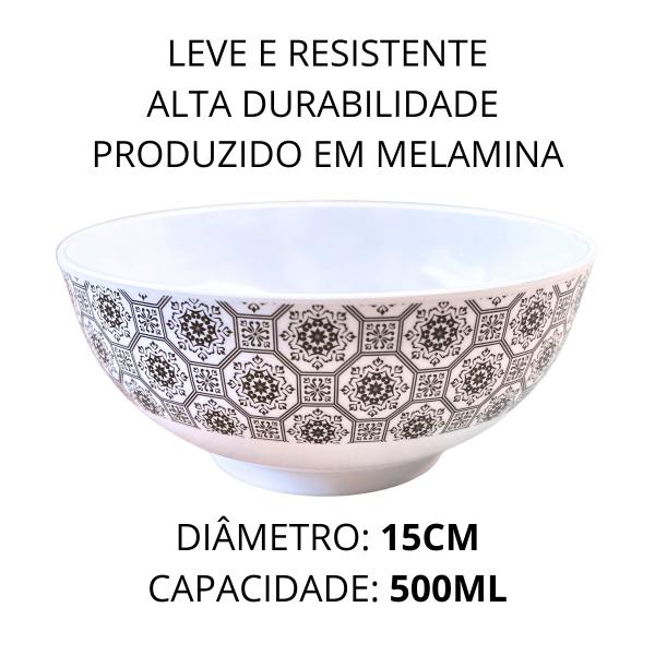 6 Bowl Tigela em Melamina Estampada Sobremesa Cozinha 500ml - Sk Imagem de 6 Bowl Tigela em Melamina Estampada Sobremesa Cozinha 500ml