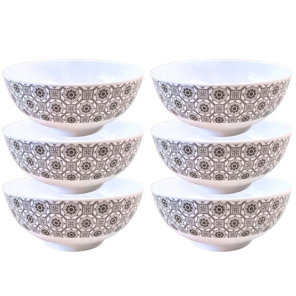 6 Bowl Tigela em Melamina Estampada Sobremesa Cozinha 500ml - Sk Imagem de 6 Bowl Tigela em Melamina Estampada Sobremesa Cozinha 500ml