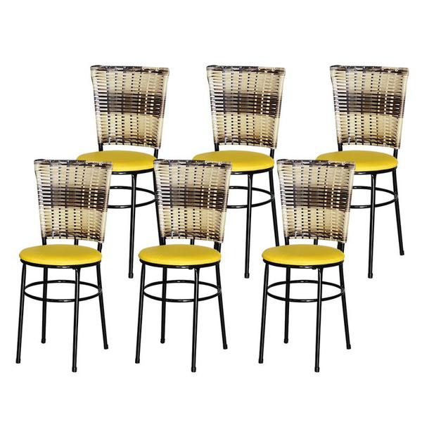 Imagem de 6 Cadeiras para Mesa Preta Hawai Cappuccino Premium