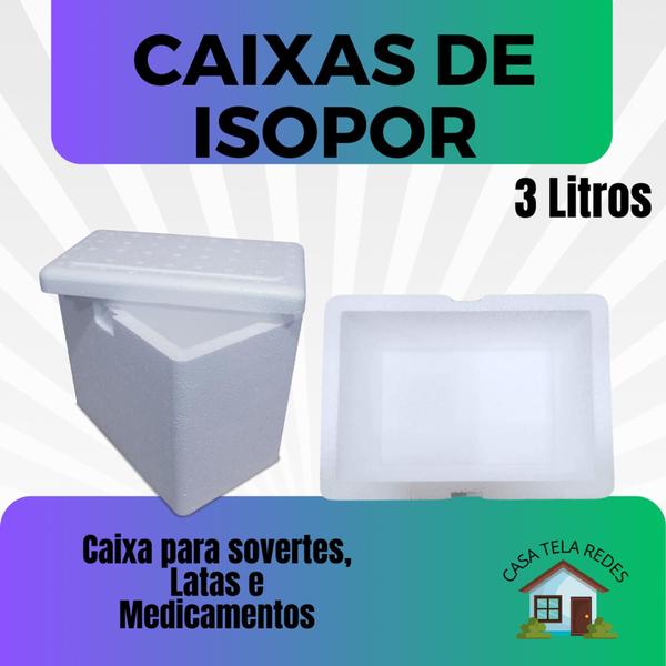 Imagem de 6 Caixas de Isopor EPS 3 litros para latas, sorvetes e medicamentos