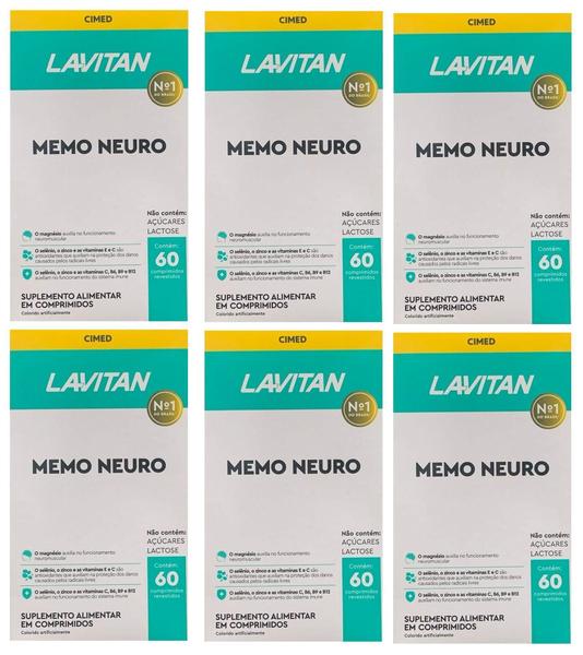 Imagem de 6 Caixas Lavitan Memo Neuro Polivitamínico 60 Comprimidos - Cimed