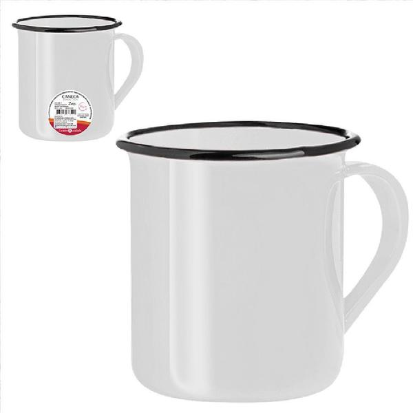 Imagem de 6 Caneca Esmaltada Rústica 150ml p/ Café Chá Branca