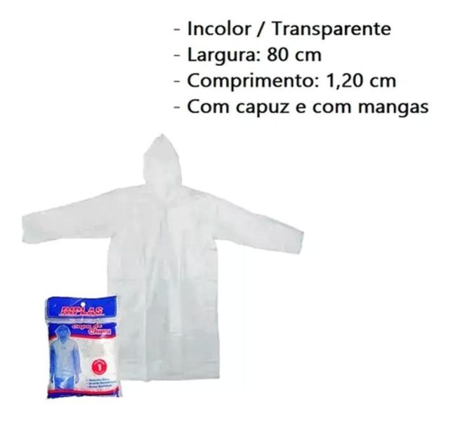 Imagem de 6 Capas de chuva impermeáveis descartáveis transparentes