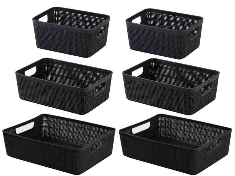 6 Cestos Organizadores Multiuso Decorativo Rattan Home Organizer 2P-2M-2G - Plasnorthon Imagem de 6 Cestos Organizadores Multiuso Decorativo Rattan Home Organizer 2P-2M-2G