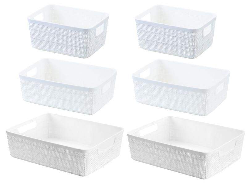 Imagem de 6 Cestos Organizadores Multiuso Decorativo Rattan Home Organizer 2P-2M-2G