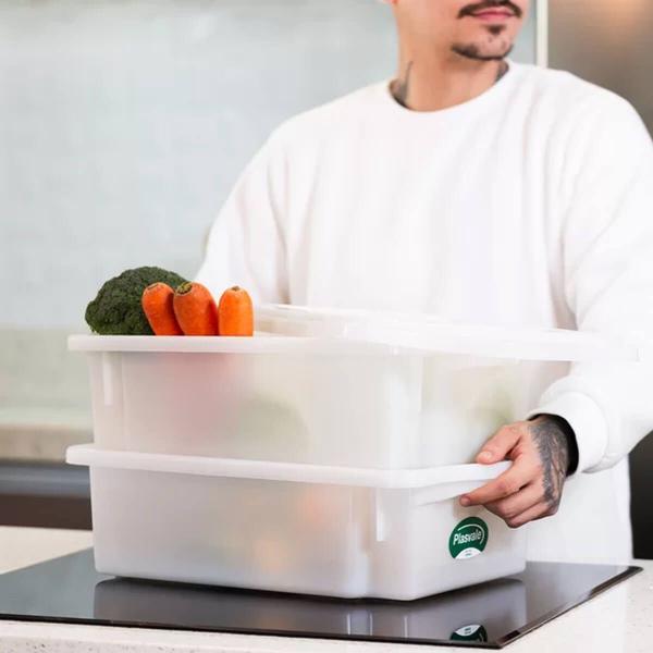 Imagem de 6 Cestos Organizadores para Cozinha 10L Caixas Plásticas Organizadoras Alimentos com Tampa