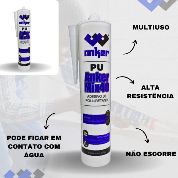 Imagem de 6 Cola Pu 40 Profissional Placa Revestimento Pvc 3d