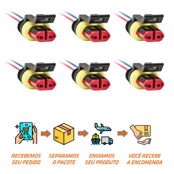 Imagem de 6 Conector Chicote Lanterna LED Lateral Carreta 2 vias