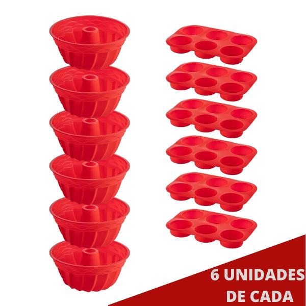 Imagem de 6 Conj Forma 6 Cupcake e Forma Espiral em Silicone Sortida