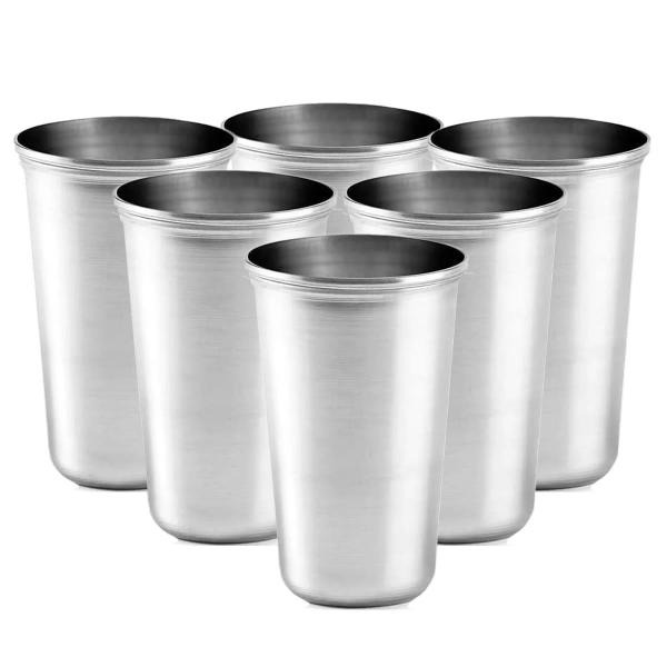 Imagem de 6 Copos Aço Inox Resistente Grande Cerveja Agua Suco 600ml