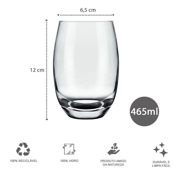 Imagem de 6 Copos Aruba 465ml Nadir Vidro Transparente Drinks Luxo