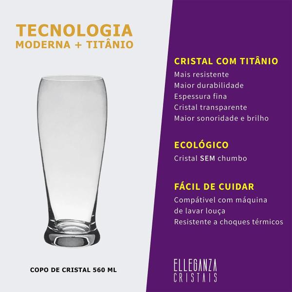 Imagem de 6 Copos De Cristal Para Cerveja Pilsen 560 Ml Forum Bohemia