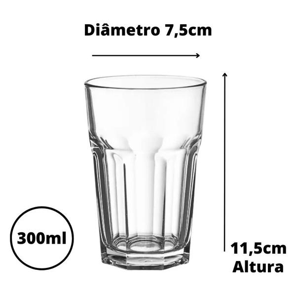 Imagem de 6 Copos De Vidro 390ml Agua Sucos Vitamina Milkshake 