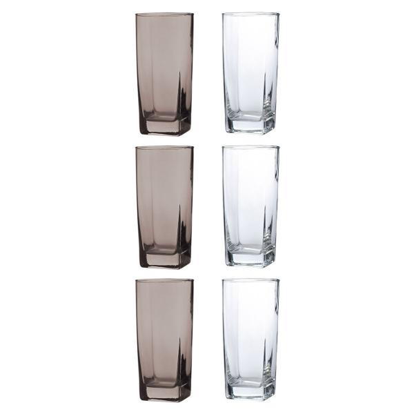 Imagem de 6 Copos de Vidro Transparente e Cinza 320ML Suco Drink