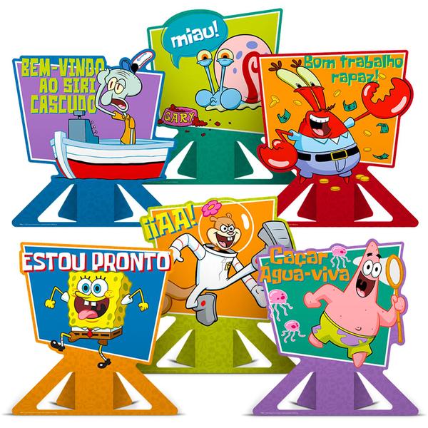 Imagem de 6 Display de mesa Decoração Bob Esponja Festa Aniversário