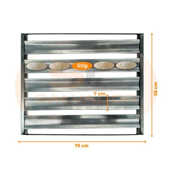 Imagem de 6 Esteiras Pão Francês 5 Tiras Alumínio 7Cm 50G 58X70 Imeca