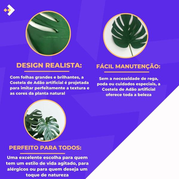 6 Folhas Costela de Adão Premium Com Haste Arranjos - Agiani Shop Imagem de 6 Folhas Costela de Adão Premium Com Haste Arranjos