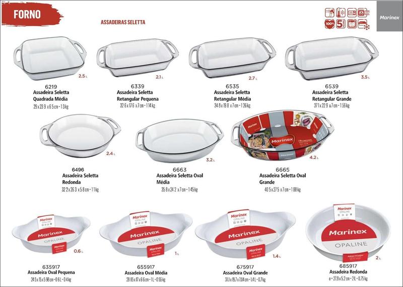 Imagem de 6 Forma assadeiras de vidro Alça Oval 3,2lts Marinex Vidro