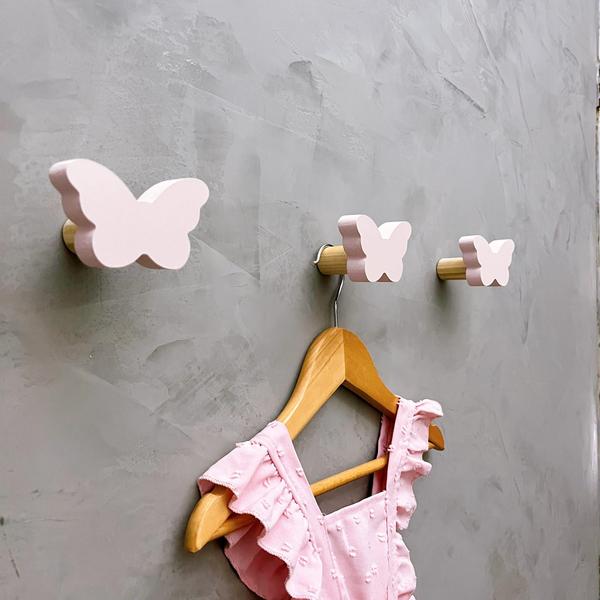 6 Ganchos parede infantil decoração bebê borboleta 6Bobb15 - Hanger Decor Imagem de 6 Ganchos parede infantil decoração bebê borboleta 6Bobb15